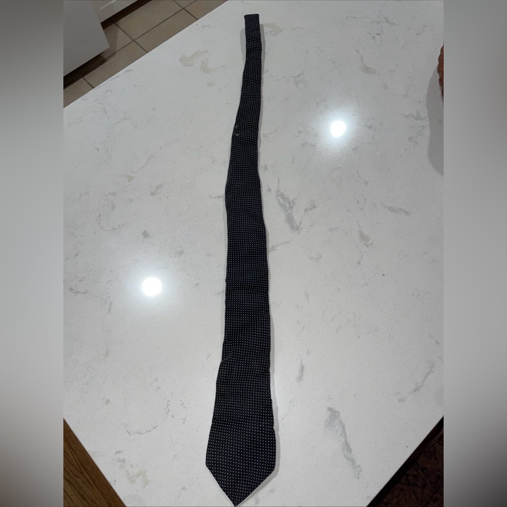 Dolce & Gabbana Slim Skinny Tie Black White Micro Dot Silk - Flaws/See Pics